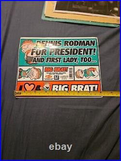 Vintage rare scarce bumper stickers, dennis rodman, big brat. 1996. 4 In 1