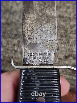 Vtg Old Rare German Decora Solingen D. B. G. M. Telescope Hunting Knife With Sheath