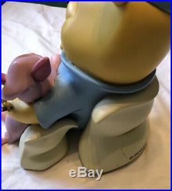 Walt Disney Winnie the Pooh with Piglet Sleeping Figurine Statue Rare Big Fig
