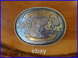 Winnemucca Roping Heeler 1990 Sterling Silver Plate Big Belt Buckle RARE